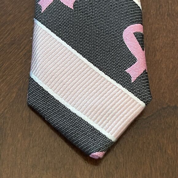 Regent Morris Pink Black 50% Silk 50% Cotton Men’s Neck Tie Made In China - Picture 6 of 9